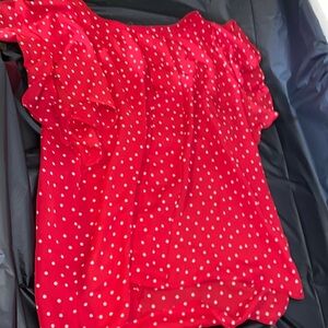 Red polka dot blouse